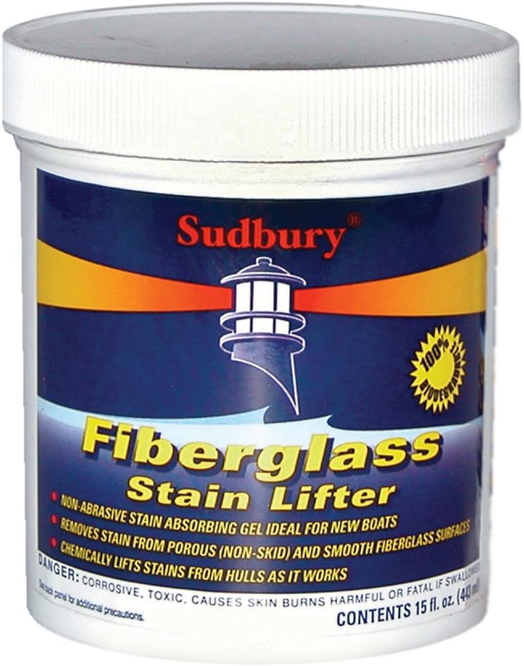 Sudbury Fiberglass Stain Lifter, Boat Cleaner Gel, Rust Remover and Stain Remover for Boats, Essential Boat Accessories