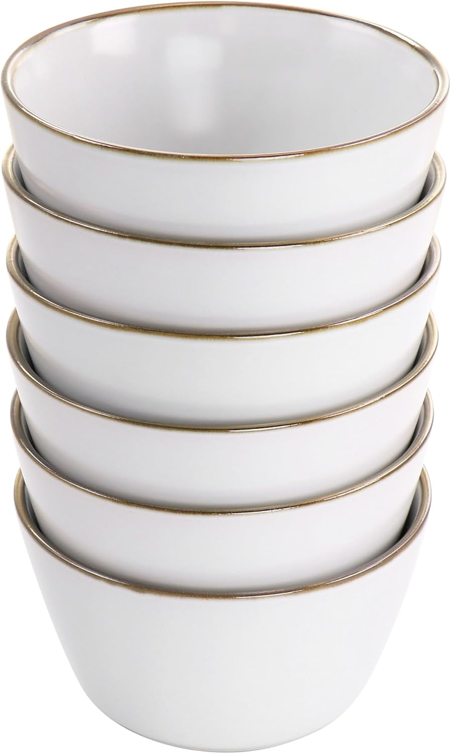 ELAMA 6-Piece Stoneware Bowl Set with Gold Rim