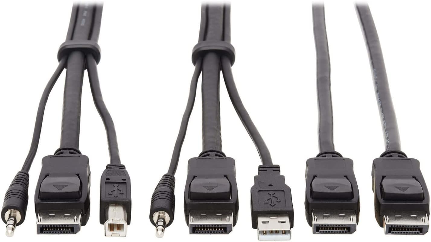 Tripp Lite Dual DisplayPort KVM Cable Kit 4K USB 3.5 mm Audio 3xM/3xM 6ft - 60 MB/s - Supports up to 3840 x 2160