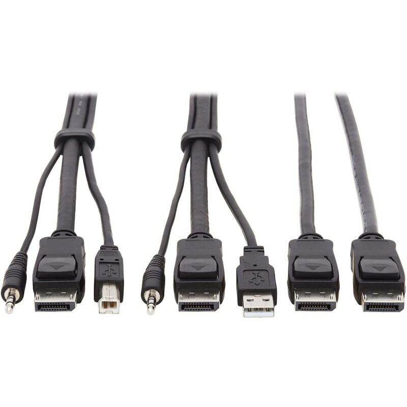 Tripp Lite Dual DisplayPort KVM Cable Kit 4K USB 3.5 mm Audio 3xM/3xM 6ft - 60 MB/s - Supports up to 3840 x 2160 - Gold Plated Contact - Black