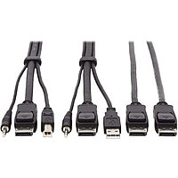 Tripp Lite Dual DisplayPort KVM Cable Kit 4K USB 3.5 mm Audio 3xM/3xM 6ft - 60 MB/s - Supports up to 3840 x 2160 - Gold Plated Contact - Black