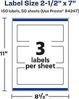 Avery Durable Waterproof Rectangle Labels, Sure Feed Technology, 2.5" x 7"