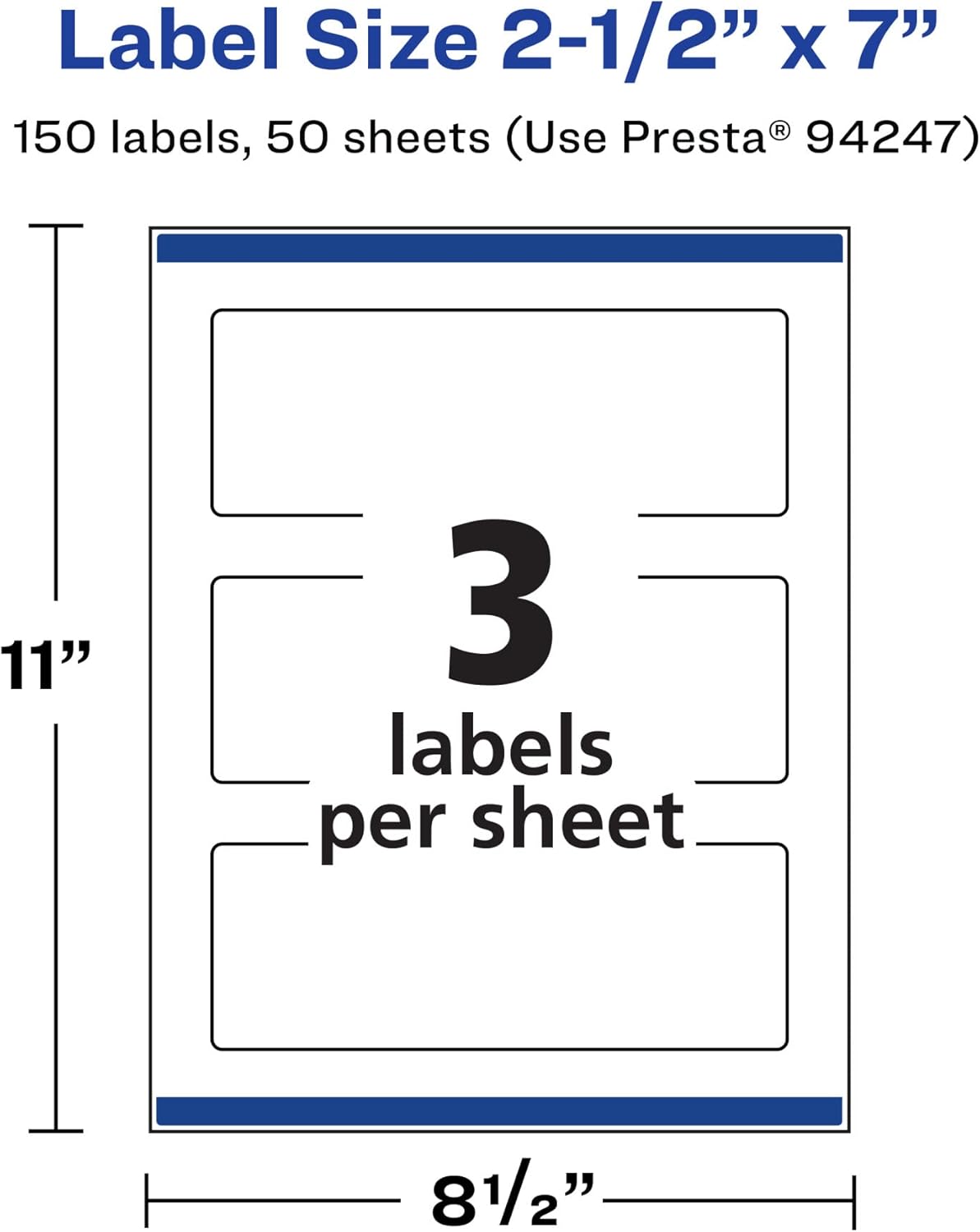 Avery Durable Waterproof Rectangle Labels, Sure Feed Technology, 2.5" x 7"