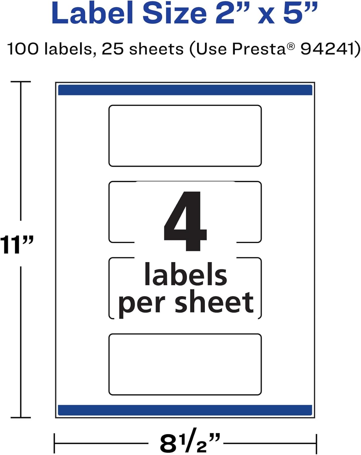 Avery Durable Waterproof Rectangle Labels, Sure Feed Technology, 2" x 5"