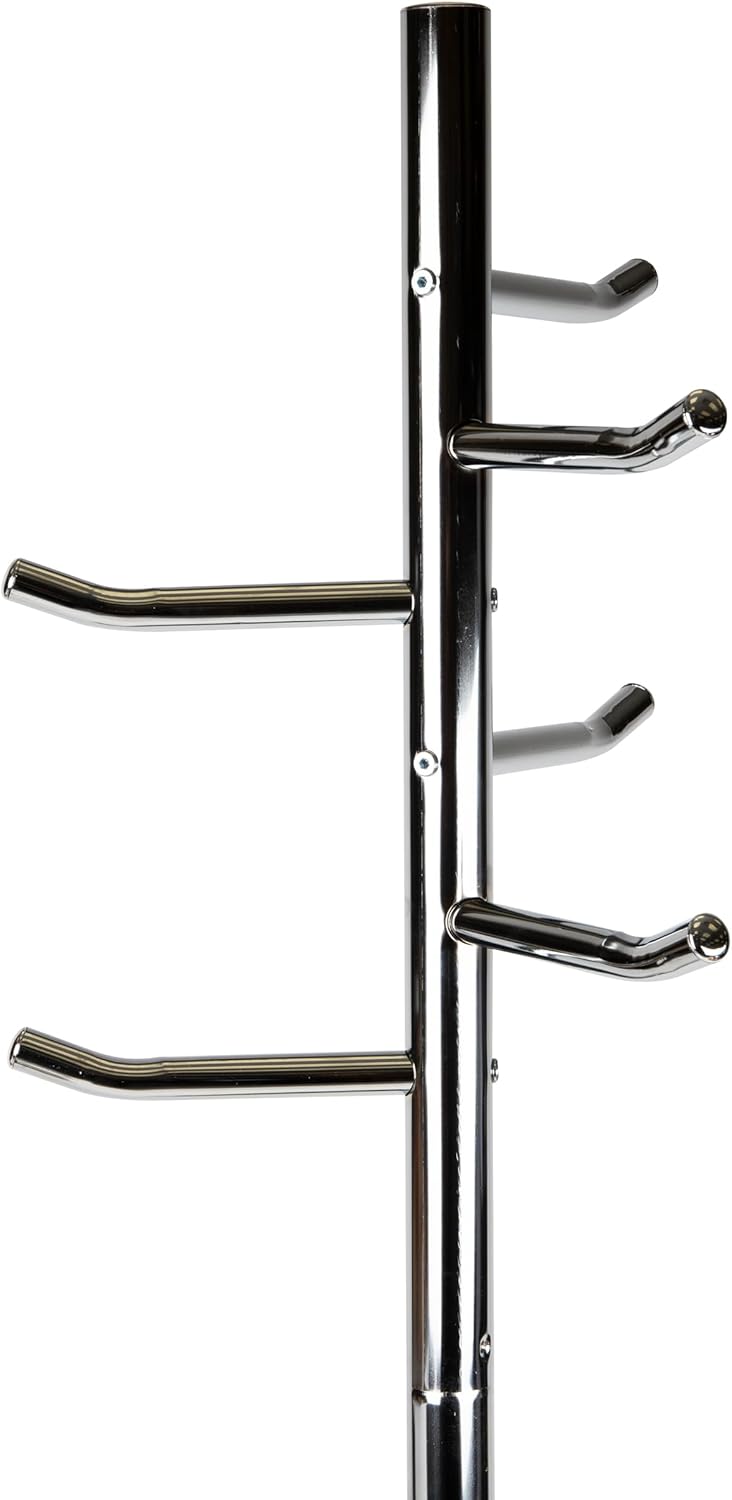 Mind Reader Freestanding Coat Rack, Multi-Hook Organizer for Office or Entryway, Metal, Silver