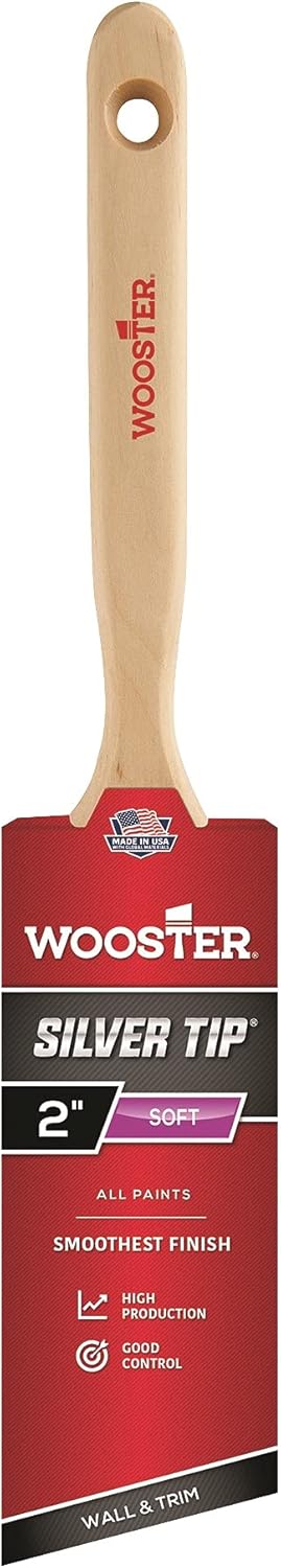 Wooster Brush 5221-2 Tip Angle Sash Paintbrush, 2-Inch, 2 Inch, White,Silver