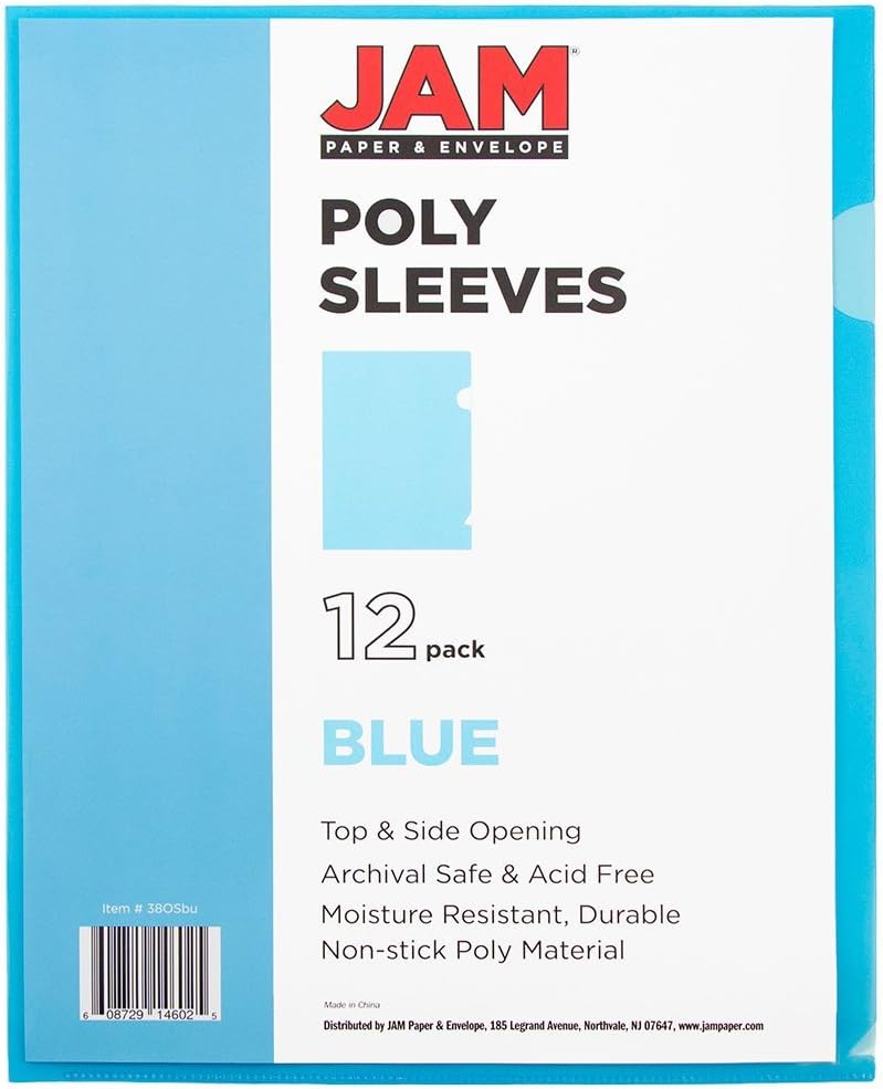 JAM PAPER Plastic Sleeves - Letter Size - 9 x 11 1/2 - Pack of 12