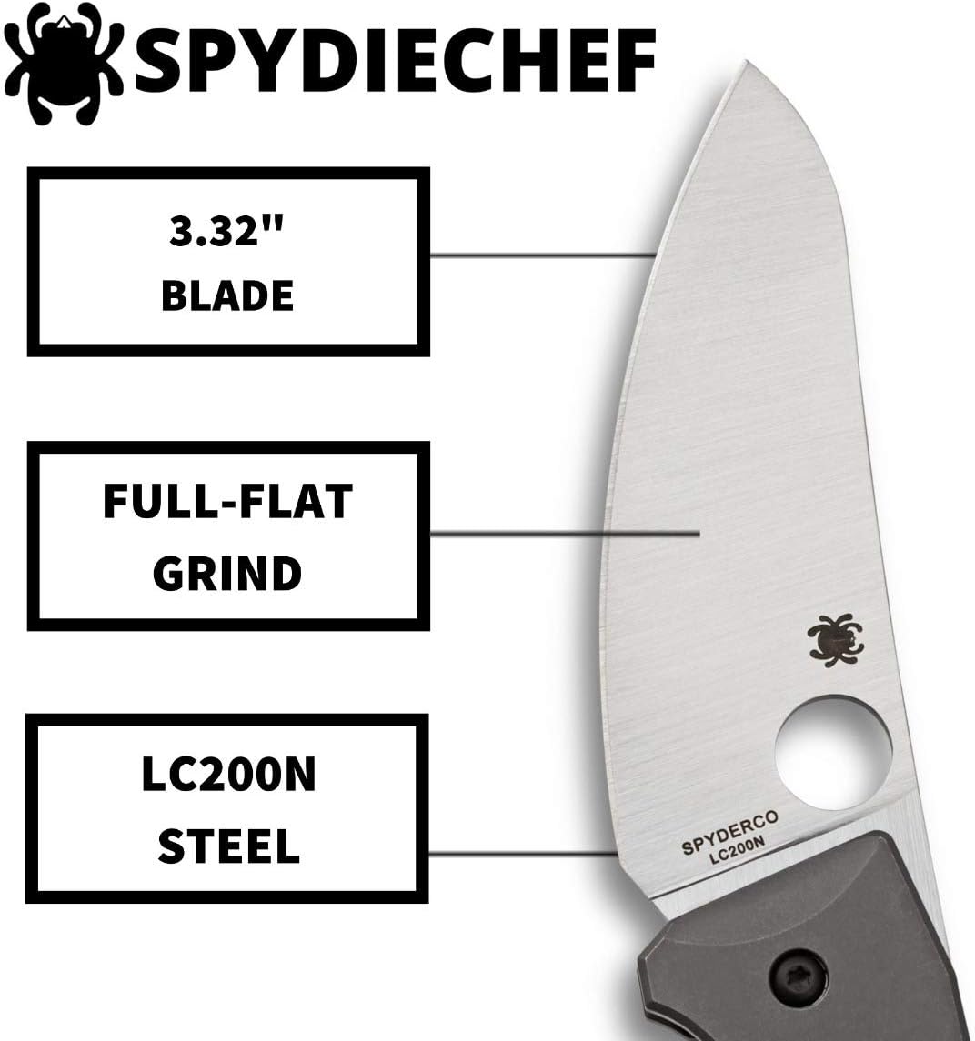 Spyderco Spydiechef Premium Chef Knife with 3.32" LC200N Ultra-Corrosion-Resistant Steel Blade and Titanium Handle