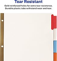 Avery 5-Tab Binder Dividers, Insertable Multicolor Big Tabs, 1 Set (11121) Dividers 1 Pack