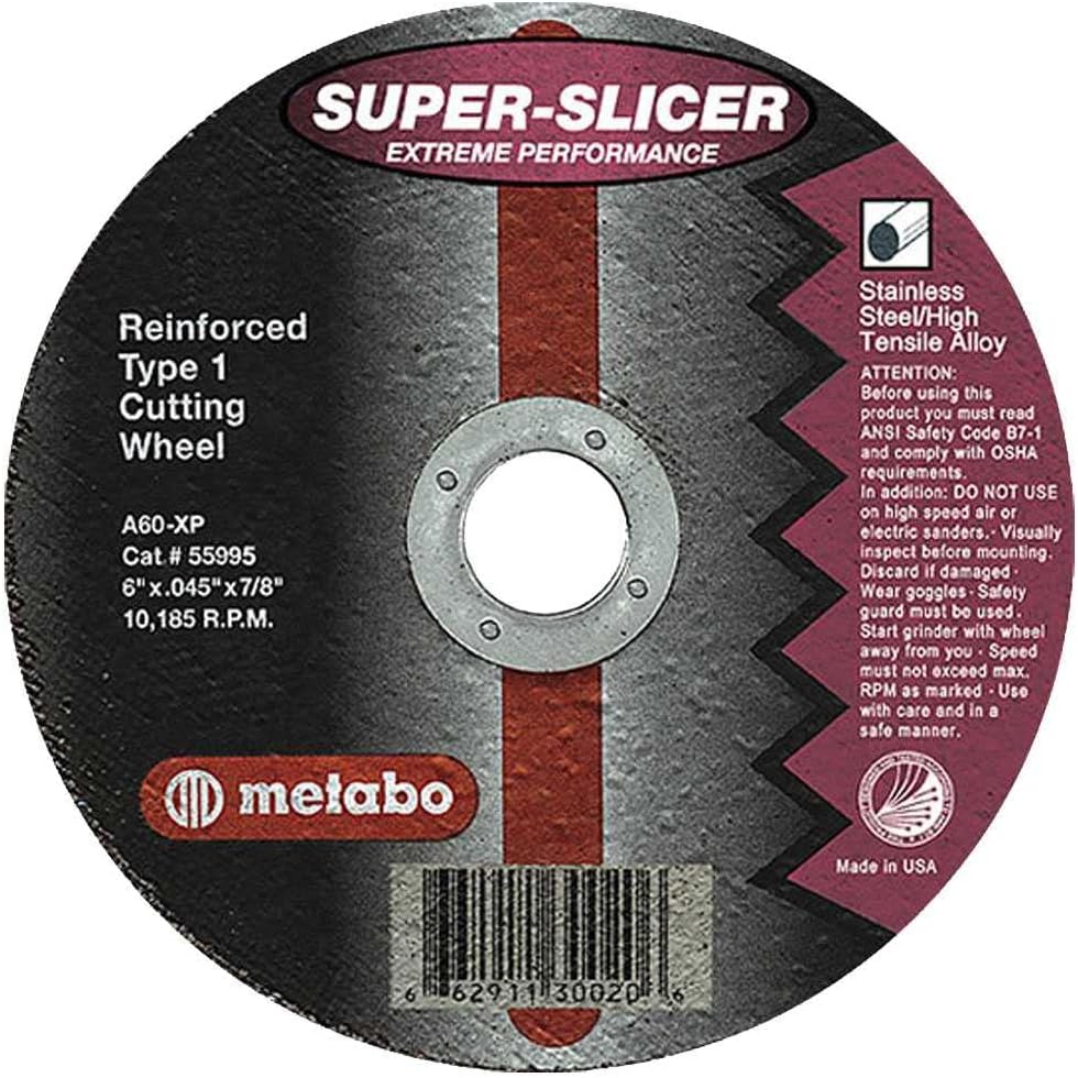 SUPER-SPLICER Extreme Performance Cutting Wheels - 6"x.045x7/8" type 1 slicer wheel a60xp grit