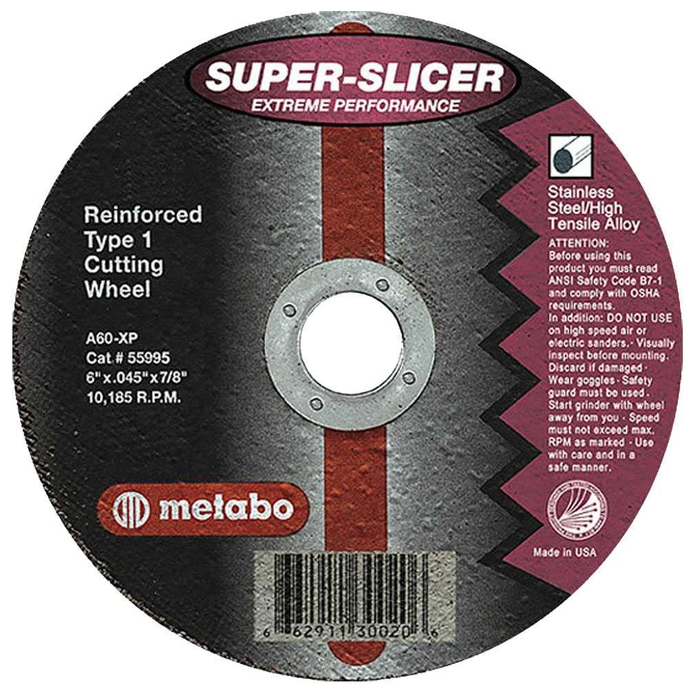 SUPER-SPLICER Extreme Performance Cutting Wheels - 6"x.045x7/8" type 1 slicer wheel a60xp grit