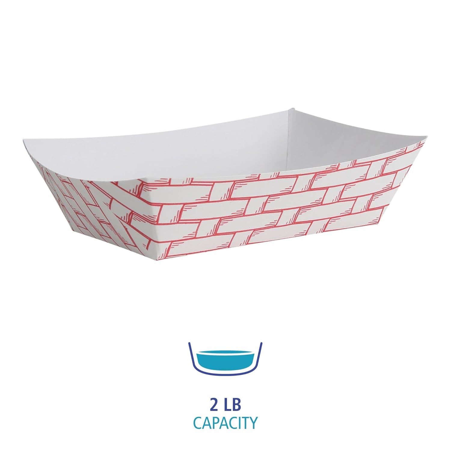Boardwalk 30LAG200 Paper Food Baskets, 2lb Capacity, Red/White (Case of 1000)