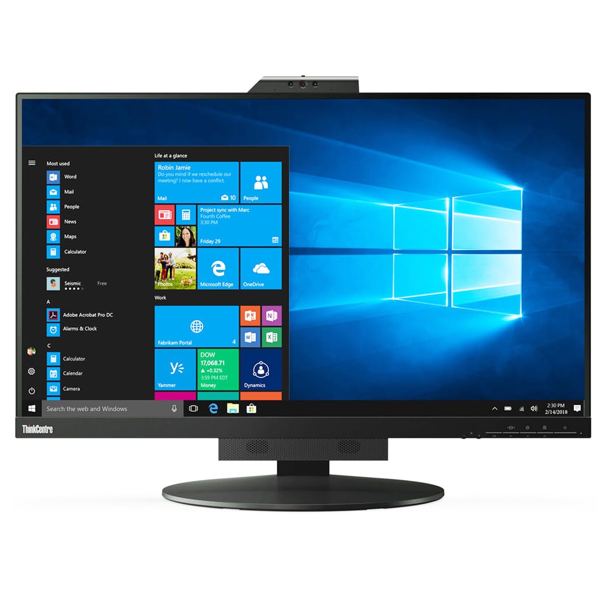 Lenovo ThinkCentre TIO27 27in Class Webcam WQHD LCD Monitor - 16:9 - Black - 27in Viewable