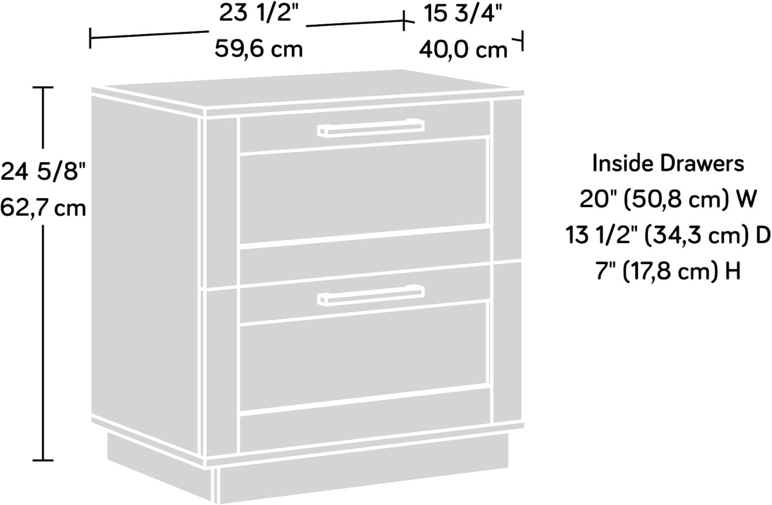Sauder Tiffin Line Rattan 2-Drawer Nightstand Side Table, 24-5/8inH x 23-1/2inW x 15-3/4inD, Raven Oak