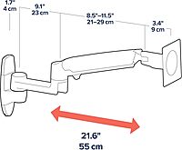 Ergotron – LX Single Monitor Arm, VESA Wall Mount – for Monitors Up to 34 Inches, 7 to 25 lbs – Polished Aluminum Polished Aluminum LX Wall Arm