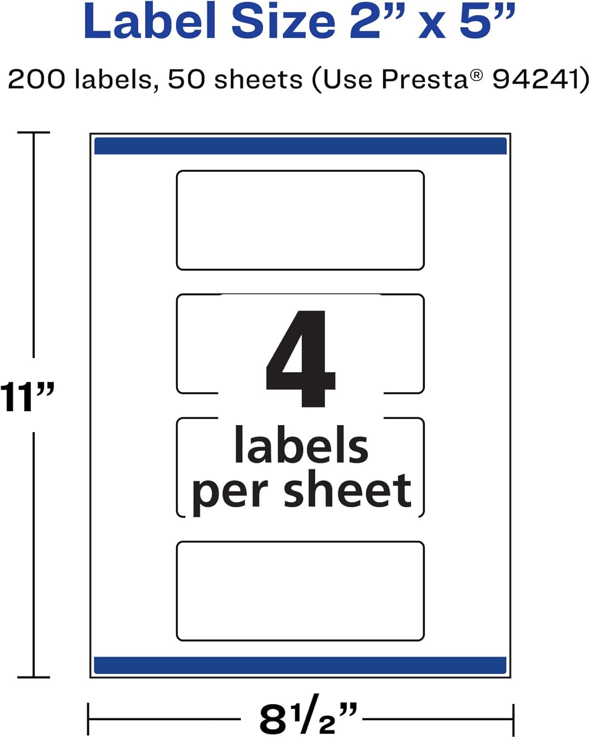 Avery Matte White Rectangle Labels with Sure Feed, Permanent Adhesive, 2in x 5in