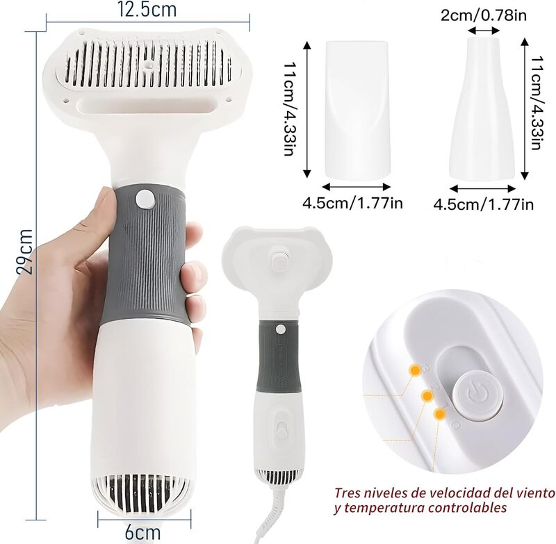 Secador de Pelo Portátil de Mano para Perros,600W