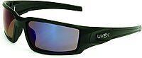 Uvex by Honeywell Hypershock Safety Glasses, Black Frame with Blue Mirror Lens & Anti-Scratch Hardcoat (S2945)