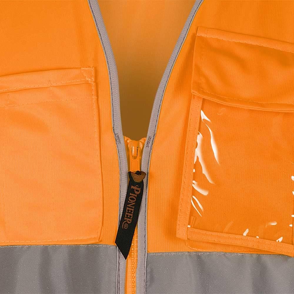 Pioneer Safety Vest - Hi Vis Reflective with 8 Pockets, Zipper Closure, ANSI/ISEA 107-2015 Class 2 Type P/R