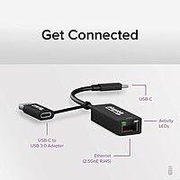 Plugable 2.5G USB-C and USB to Ethernet Adapter – Dual-Connector 2-in-1 USB-C to RJ45 2.5Gbps LAN