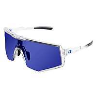 Bobster® Sprocket Cycling Sunglass, Crystal Clear Frame, Blue Mirror Lens