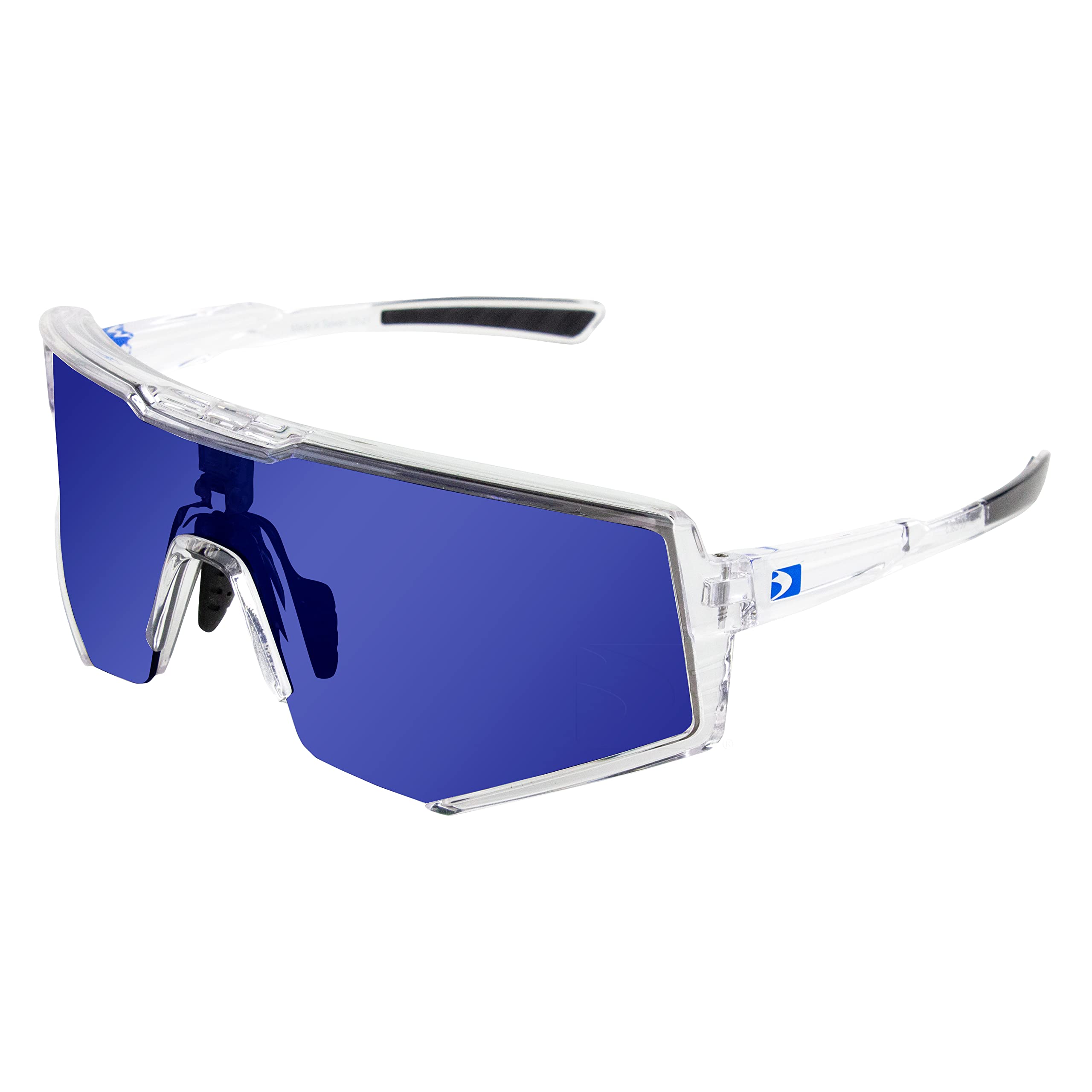Bobster® Sprocket Cycling Sunglass, Crystal Clear Frame, Blue Mirror Lens