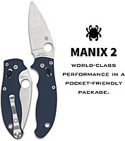 Spyderco Manix 2 Utility Folding Knife with 3.37 In CPM SPY27 Steel Blade and G-10 Handle - Everyday Carry - PlainEdge - C101GPCBL2