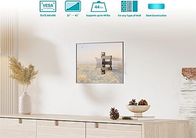 Monoprice Commercial Full Motion TV Wall Mount Bracket Extra Long Extension Range to 13" for 13" to 27" TVs up to 33lbs