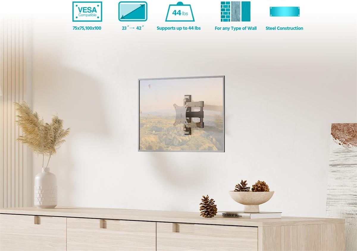Monoprice Commercial Full Motion TV Wall Mount Bracket Extra Long Extension Range to 13" for 13" to 27" TVs up to 33lbs