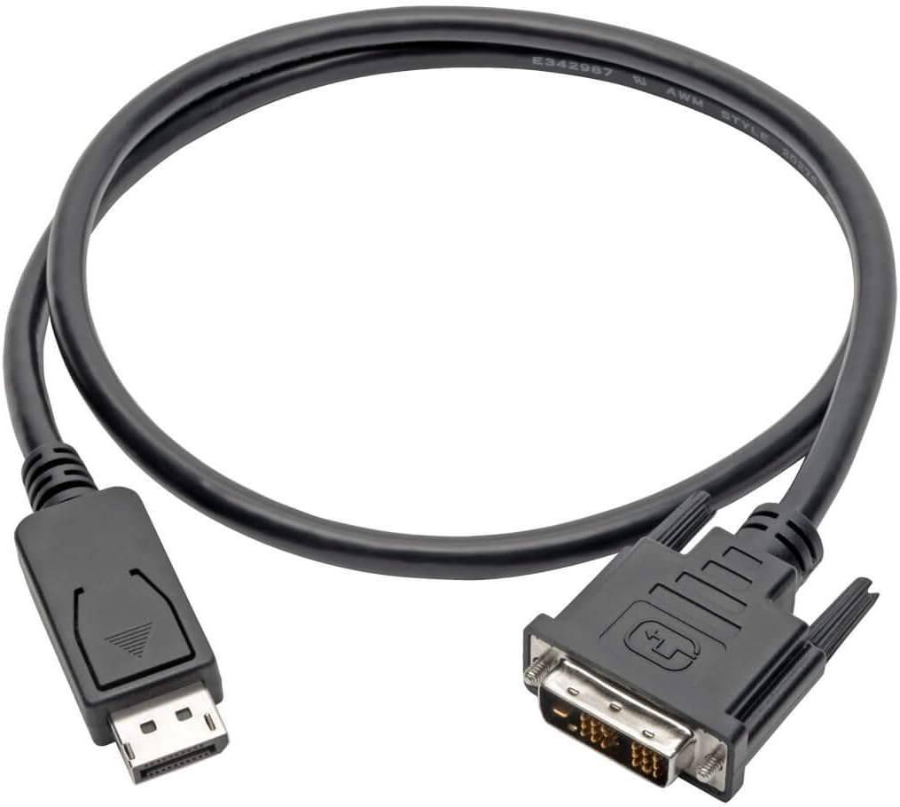Tripp Lite DisplayPort to DVI-D Adapter Converter Cable DP with Latches, M/M 1080p @ 60Hz 3ft 3' (P581-003), black