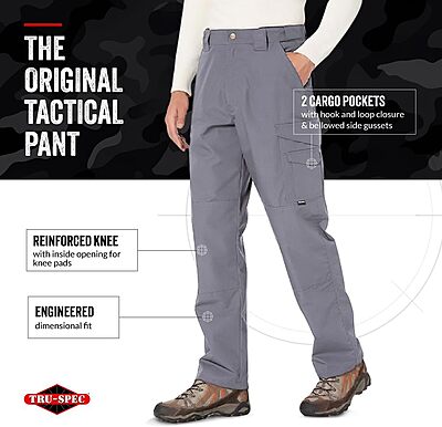 Tru-Spec 24-7 Original Tactical Pants for Men - Water-Resistant Cargo Work Pants with Concealed Carry and Knee Pad Openings