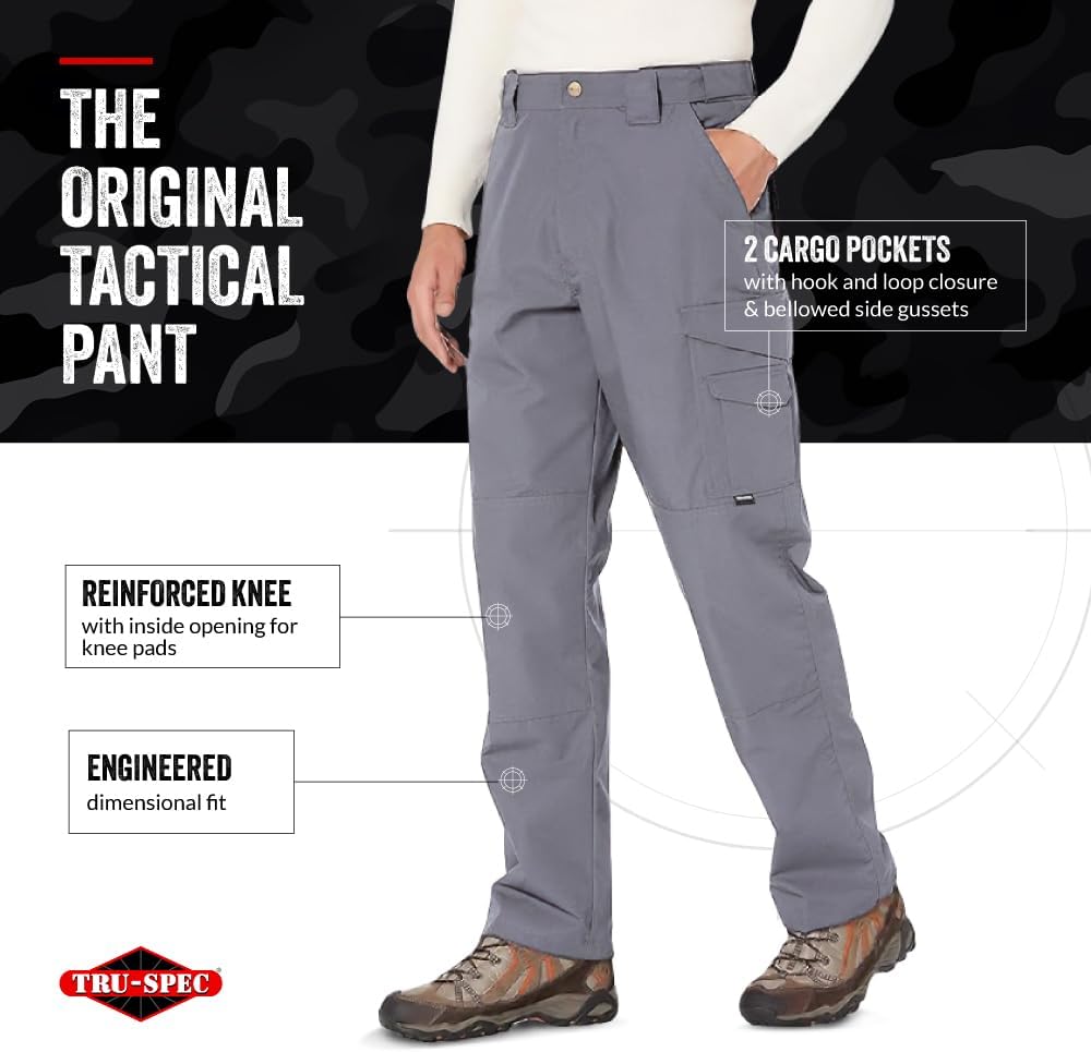 Tru-Spec 24-7 Original Tactical Pants for Men - Water-Resistant Cargo Work Pants with Concealed Carry and Knee Pad Openings