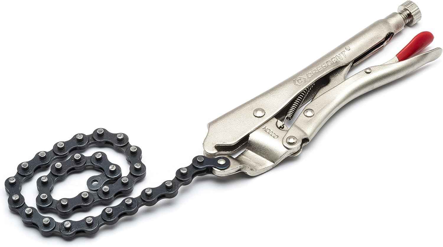 Crescent Locking Chain Clamp with 18" Chain - Nickel-Plated Metal Clamp - Features Compound Action & Hex Key Receiver