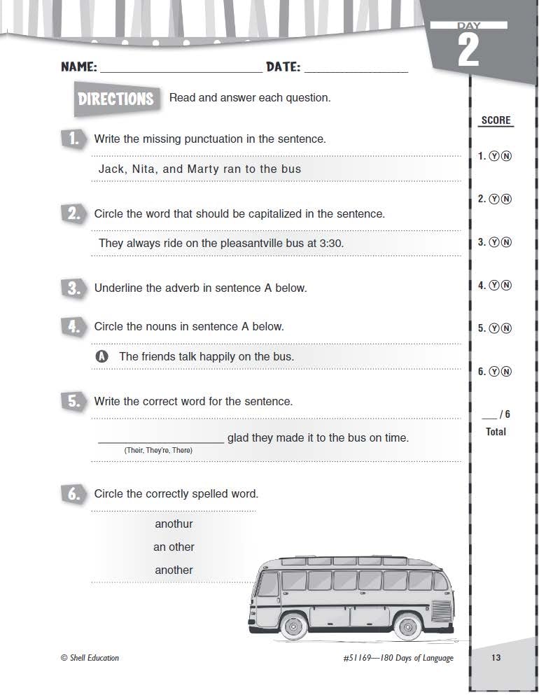 Shell Education 180 Days of Language for Fourth Grade (180 Days of Practice)