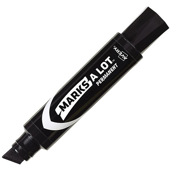 Avery Marks A Lot Jumbo Chisel Tip Marker, Desk-Style Size, Water and Wear Resistant, 12 Black Markers (24148)