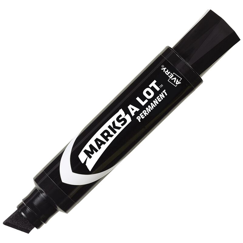 Avery Marks A Lot Jumbo Chisel Tip Marker, Desk-Style Size, Water and Wear Resistant, 12 Black Markers (24148)