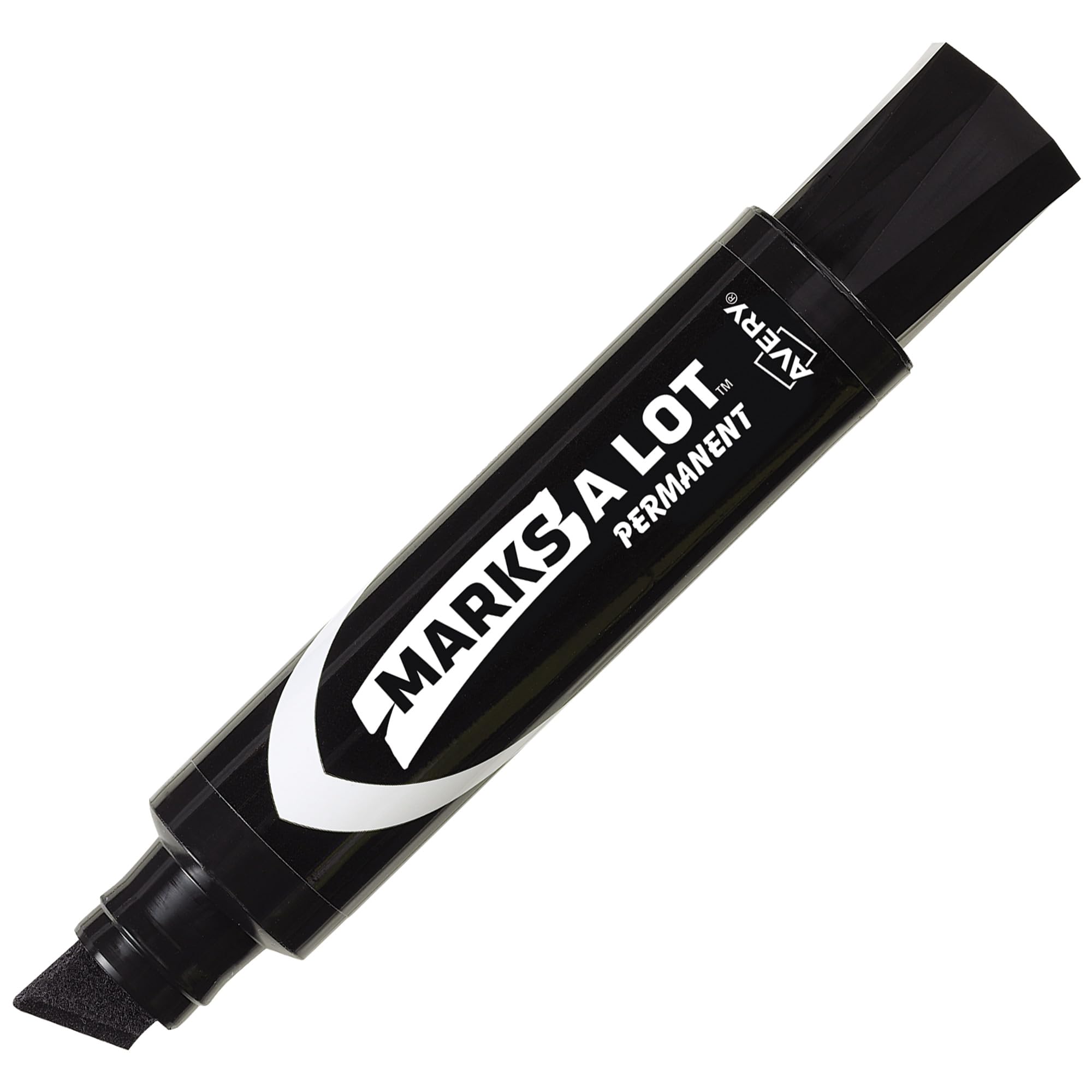Avery Marks A Lot Jumbo Chisel Tip Marker, Desk-Style Size, Water and Wear Resistant, 12 Black Markers (24148)