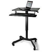 Victor DC550 High Rise Collection Mobile Adjustable Standing Desk (Dual-Tier) Black 25.6" x 17.7" x 45.3"