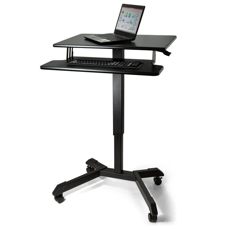 Victor DC550 High Rise Collection Mobile Adjustable Standing Desk (Dual-Tier) Black 25.6" x 17.7" x 45.3"