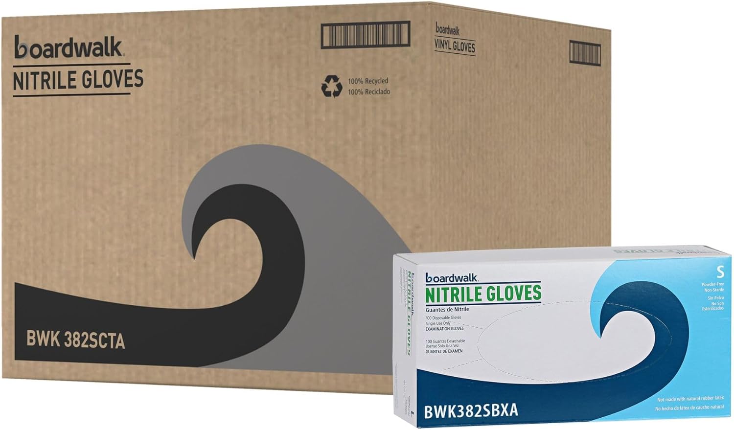 Boardwalk Disposable Examination Nitrile Gloves, Small, Blue, 5 mil, 100/Box