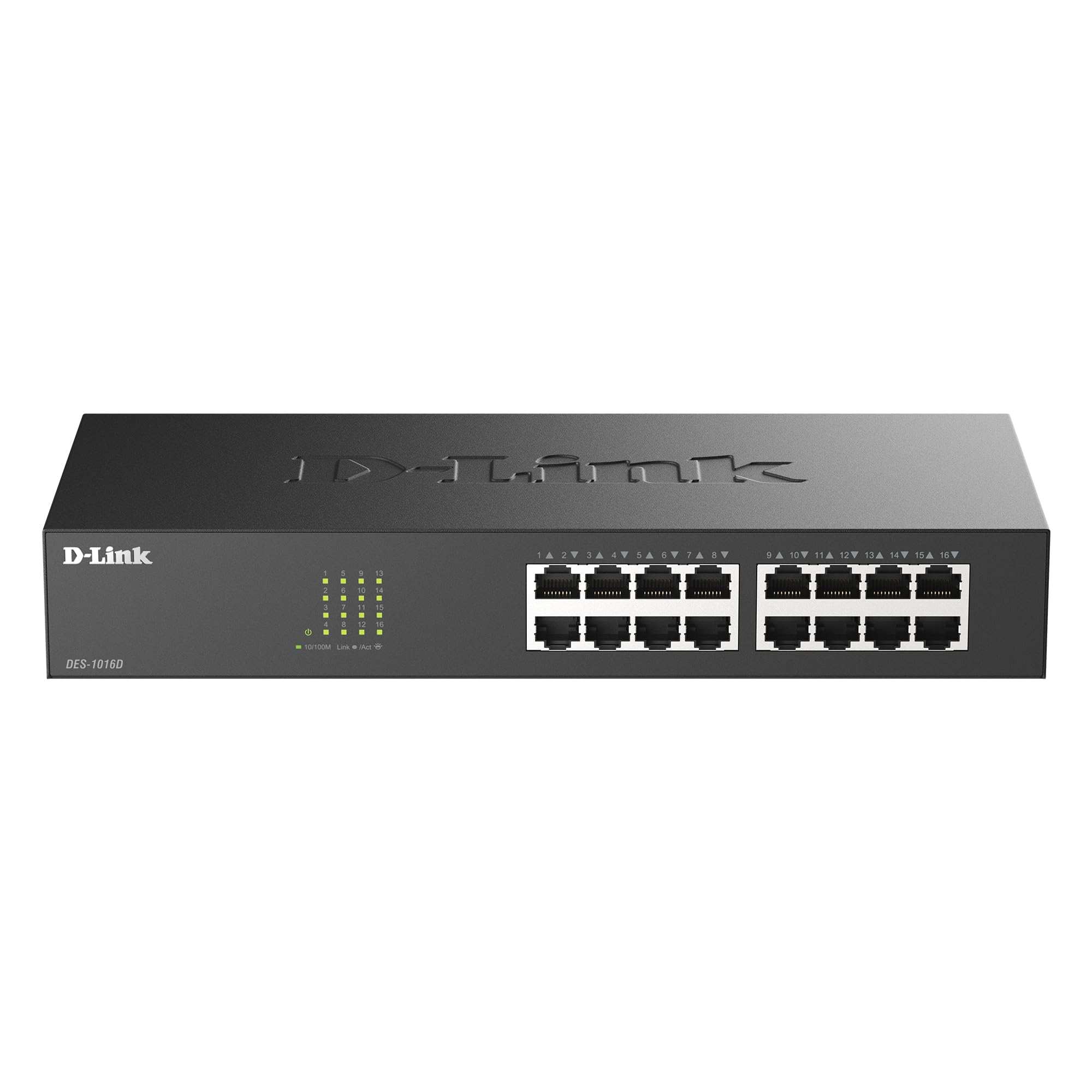 D-Link 16 Port Fast Ethernet Switch Unmanaged 10/100 Mbps Desktop Rackmount Plug and Play Metal Housing Fanless Design EEE
