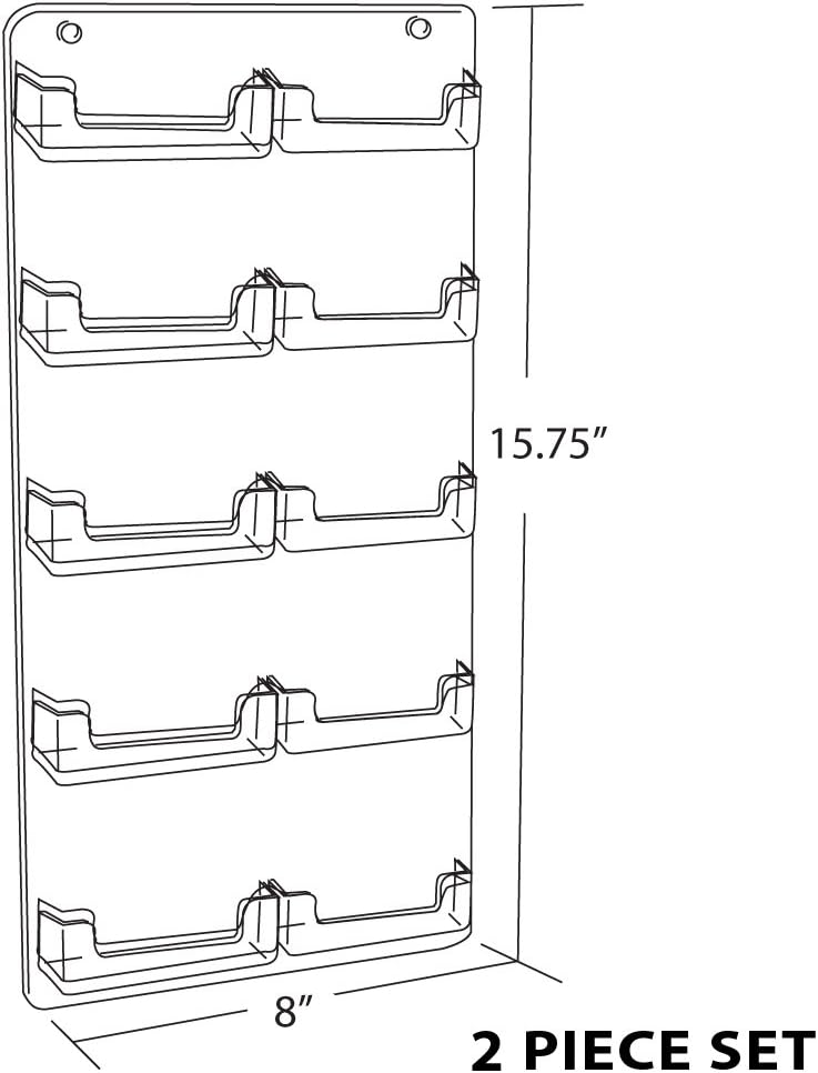Azar Displays Business And Gift Card Holders, Wall Mount, Clear, Pack Of 2