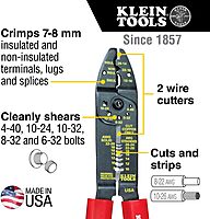 Klein Tools 1001 Multi Tool, Made in USA, Wire Stripper / Wire Cutter / Crimper for 8-22 AWG