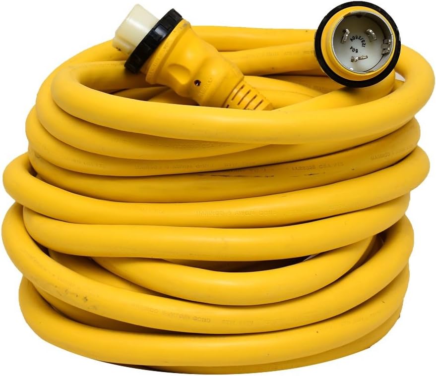 Marinco 50Amp 125/250V Shore Power Cable - 50' - Yellow