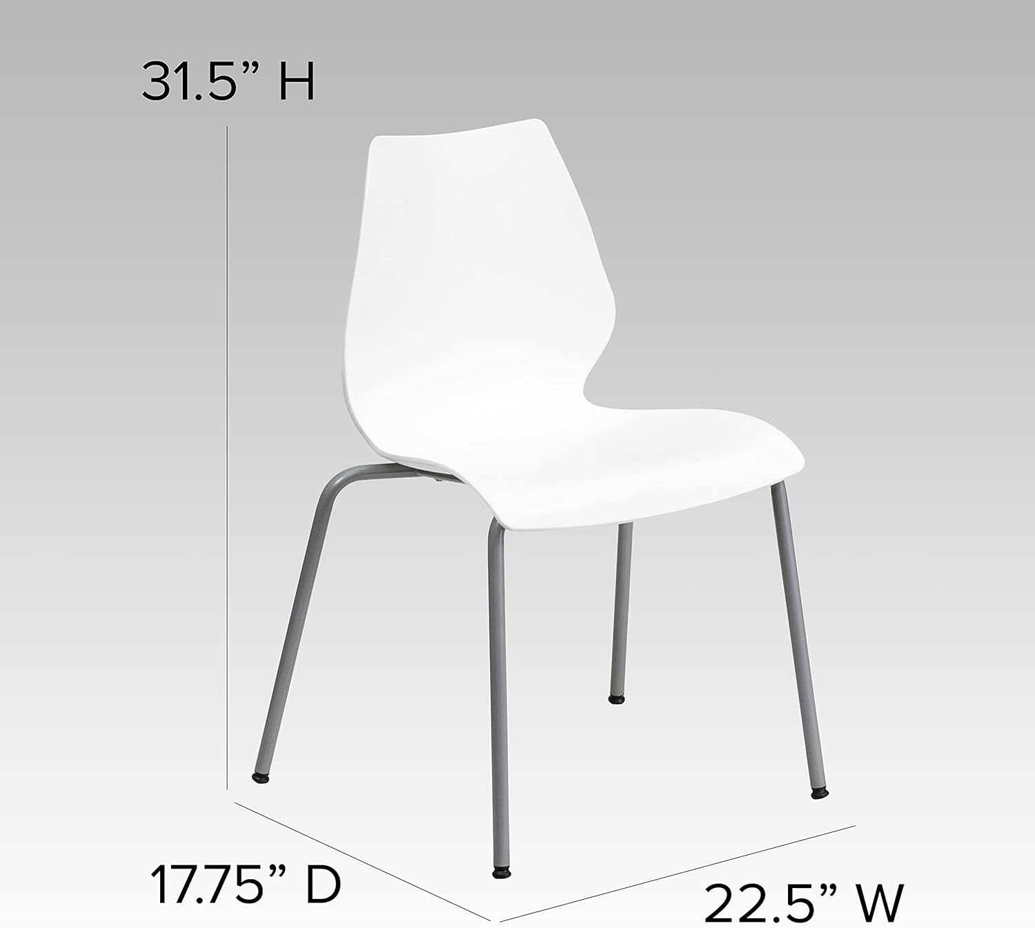 Flash Furniture HERCULES Series 770 lb Capacity Stack Chair with Lumbar Support and Silver Frame