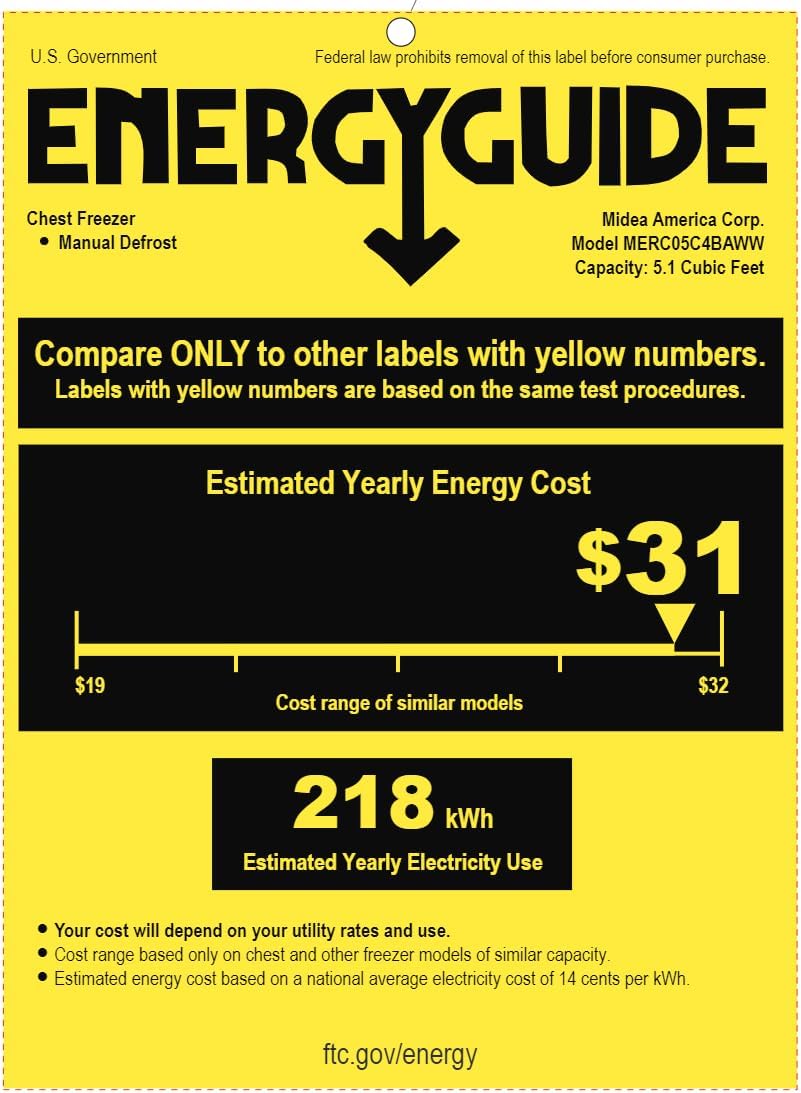 Midea MERC05C4BAWW - Congelador de pecho de 5.1 pies cúbicos Midea MERC05C4BAWW - Congelador de pecho de 5.1 pies cúbicos