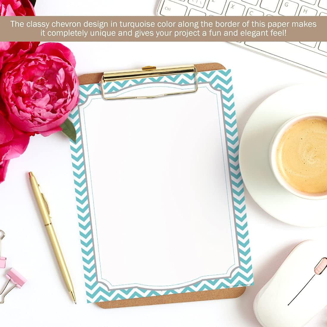 Barker Creek Turquoise Chevron Computer Paper, 8-1/2 x 11 Inches, 50 Sheets