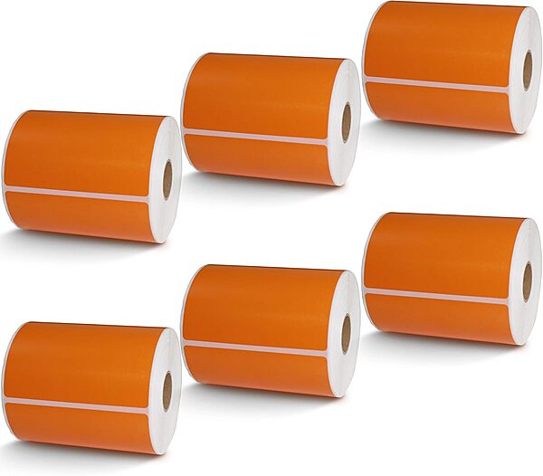 6CT 4x6 Orange Shipping Labels