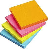 Office Depot® Brand Sticky Notes, With Storage Tray, 3" x 3", Assorted Neon Colors, 100 Sheets Per Pad, Pack Of 24 Pads