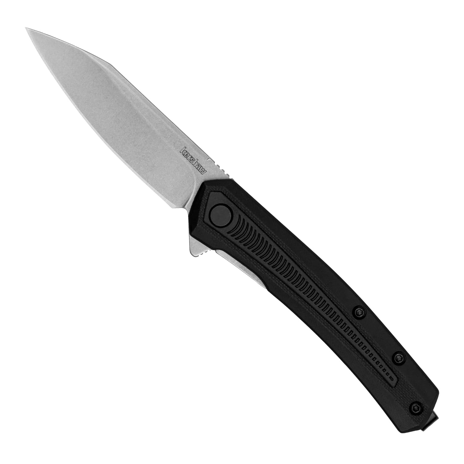 Kershaw Raygun Folding Pocket Knife, 2.8 inch 4Cr14 Gray Stainless Steel Blade, Stonewashed Finish, Black Handle, Liner Lock